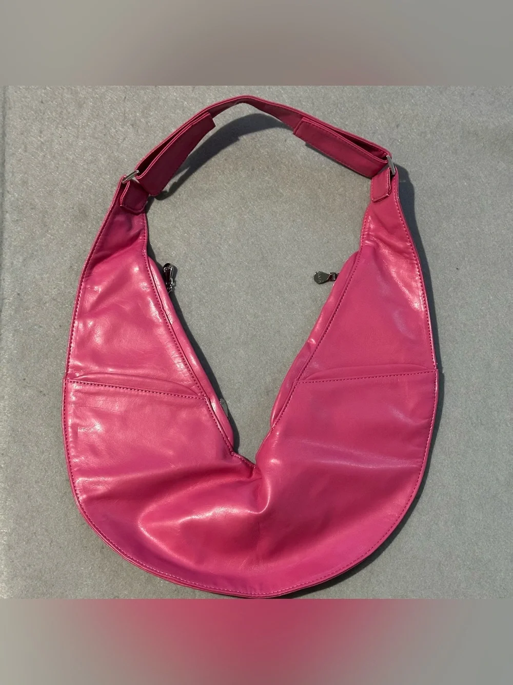 Fuchsia Crescent Hobo Shoulder Bag